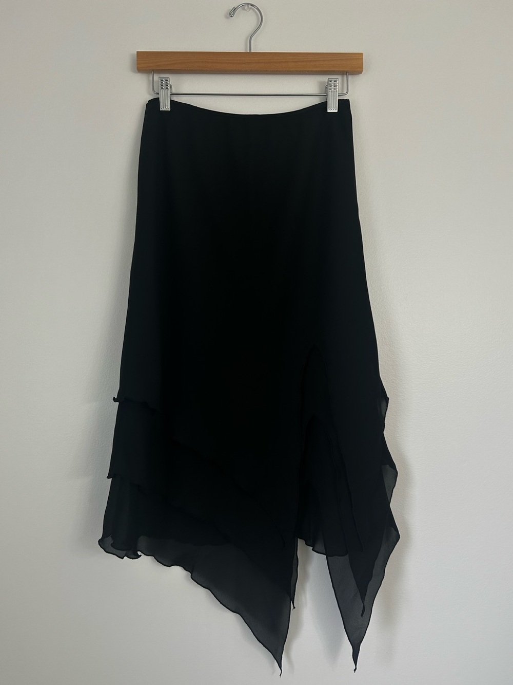 Vintage 90s/Y2K Gothic Black Layered Asymmetric Handkerchief Skirt